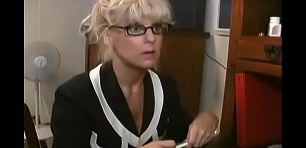  blonde mature french teacher Mrs. Vogue with glasses help student